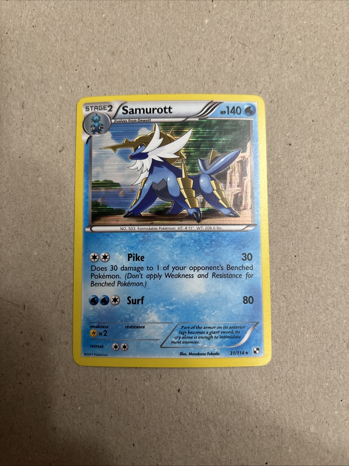Pokémon TCG Samurott Black & White 31/114 Holo Rare Near Mint NM