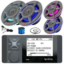 BayBoat: Infinity Marine Receiver, 2x 8" 500W Speakers, 2x 6.5" Speakers, Wire