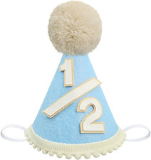 Half Birthday Hat for Babies, Glitter Crown with Pompom, Photo Prop Decor