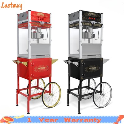 Commercial Popcorn Machine Movie Theater Popper Maker With Cart Wheels 20/12/6oz