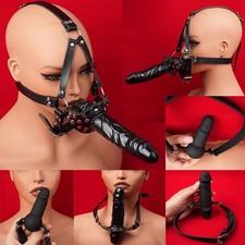 Silicone Open Mouth Ball Gag with Dildo Penis Plug Bondage Couples Sex Toy BDSM