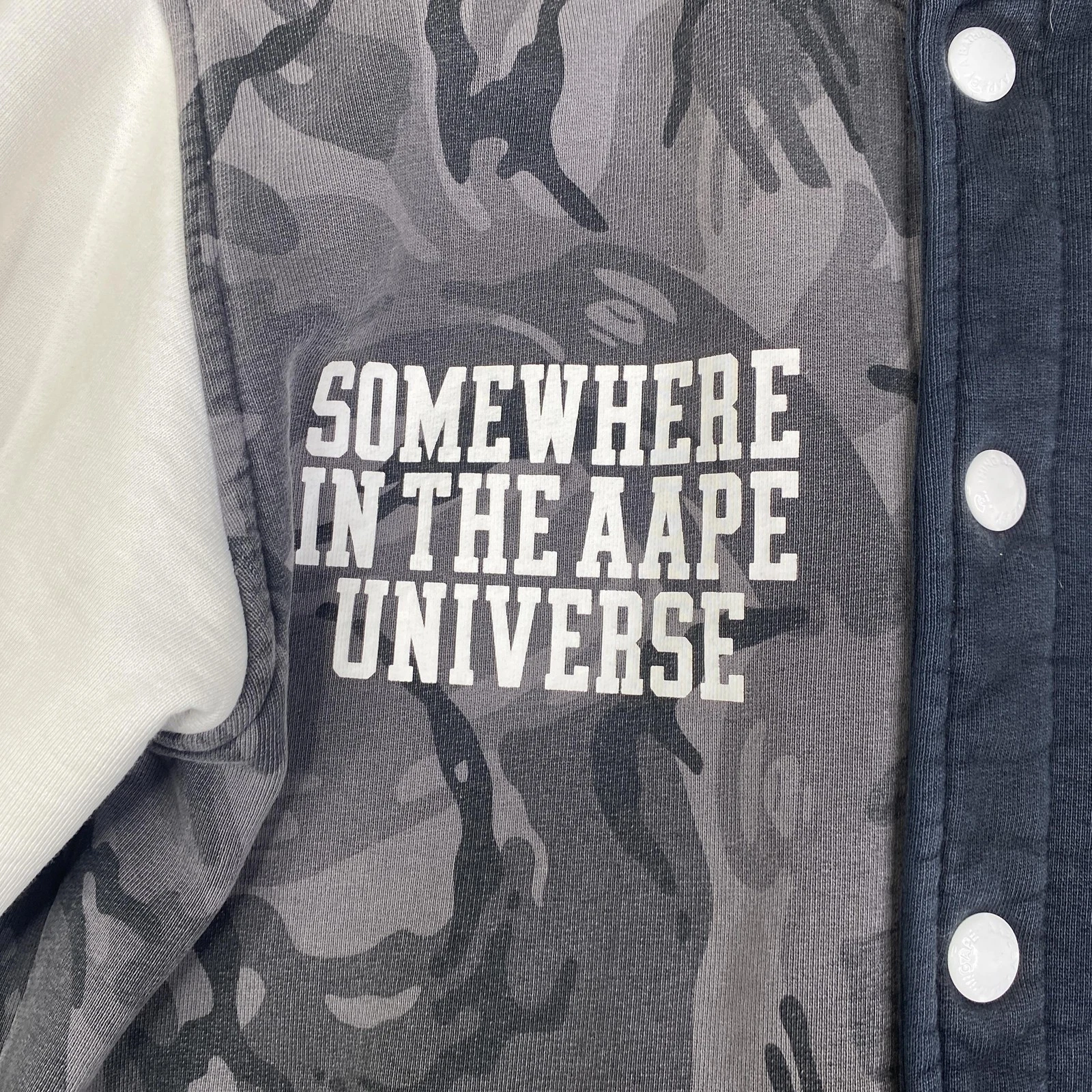 AAPE By A Bathing Ape Jacket Mens Medium Black Camo Varsity Letterman Bomber image 6