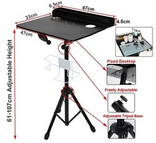 Tattoo Mobile Work Station Table Desk with Adjustable Height Black