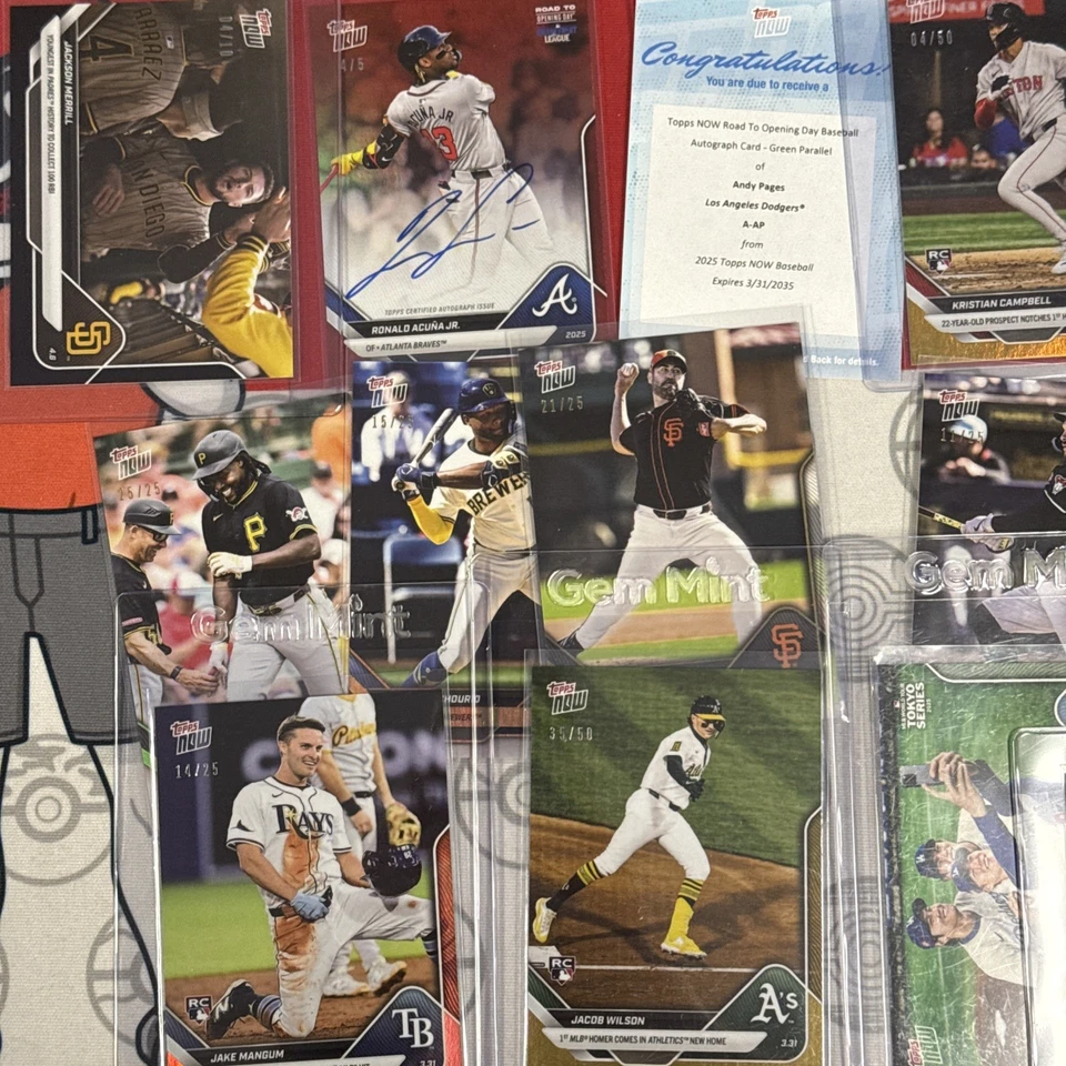 Paquete misterioso de béisbol Topps Now 2025 - ¡5 tarjetas base y 1 paralelo garantizado! RC Foto 4 de 4