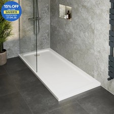 Image of Modern Rectangular Shower Tray 1700x700mm Low Profile Lightweight White Waste