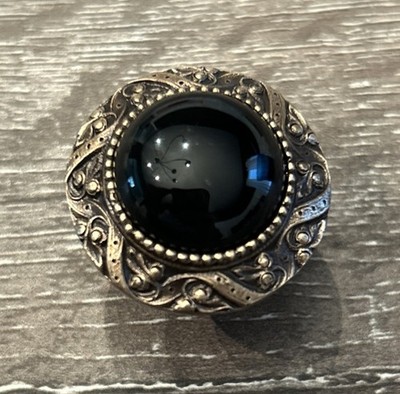 Victorian Jeweled Knob Bronze With Black Onyxstone High End Cabinet