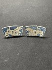 Vintage Aztec Mayan Sterling Silver Lapis Inlay Cuff Links Mexico — photo 1
