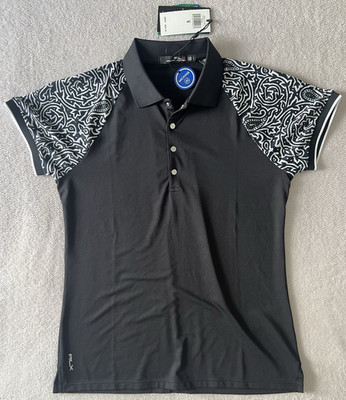 NWT Women s Small RLX Ralph Lauren Black Performance Wicking Polo Shirt Paisley 