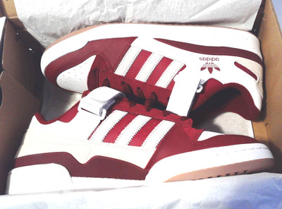 Adidas Sz. 13 Men's Forum Low Collegiate Burgundy, White & Grey Sneakers