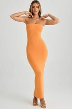 Oh Polly Kali Modal Bandeau Bodycon Maxi Dress Size UK Medium M Womens Orange 