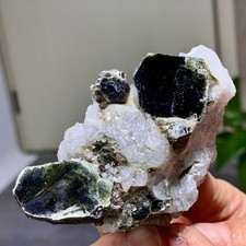 128G Natural green Lepidolite/mica with rock Crystal mineral specimen