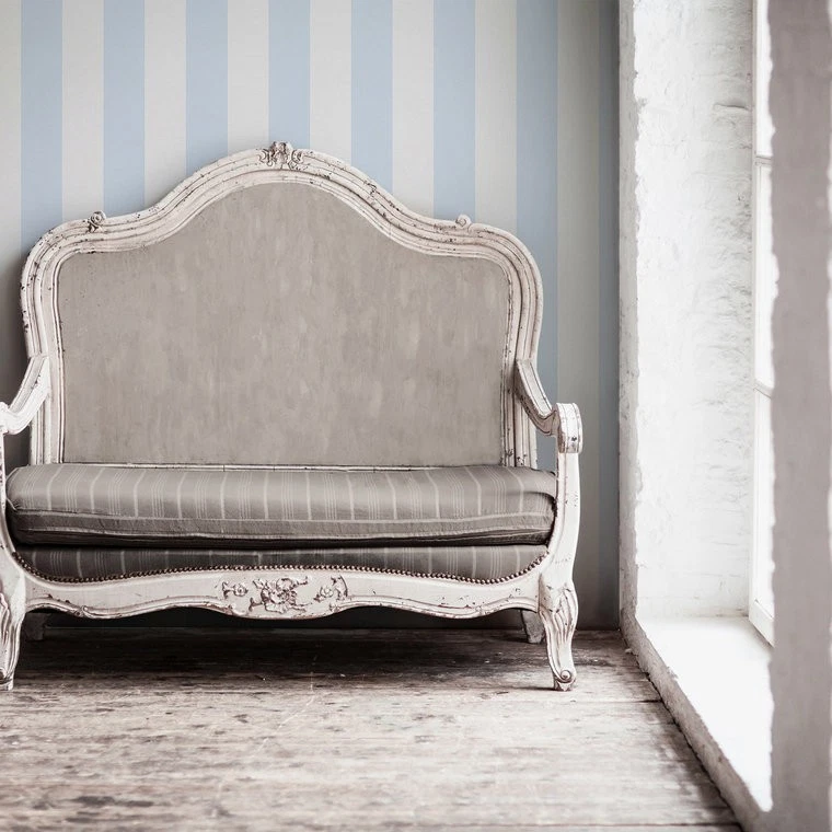 MC61017 - Papel pintado de galería Maison Charme a rayas azul blanco Foto 2 de 2