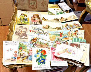 Antique Lancaster Ephrata Pa Trade Card Calling cards lot w Cosmo Buttermilk Box