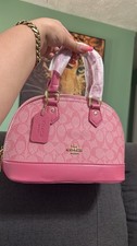 Coach Pink Signature Logo Dome Satchel Top Ha...