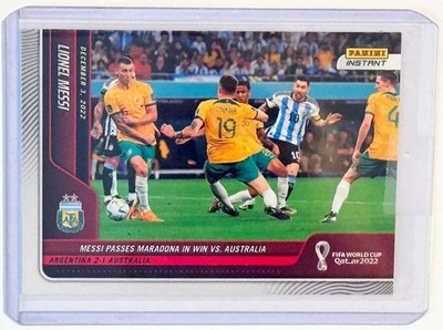 LIONEL MESSI PASSES MARADONA IN FIFA WORLD CUP PANINI INSTANT ARGENTINA CARD #85