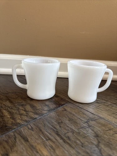 Vtg Federal White Milk Glass Heat Proof D Handle Coffee Tea Cups Mug USA (DB)