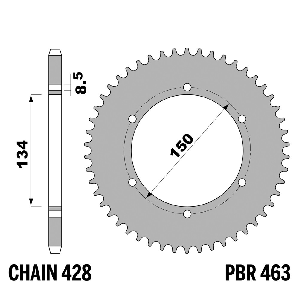 Pignon arrière KAWASAKI KMX 125 de 1986-2003 acier PBR haute résistance pas 428