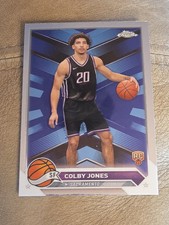 Colby Jones 2023-24 Topps Chrome #91 Rookie Trading Card Sacramento Kings NBA. rookie card picture