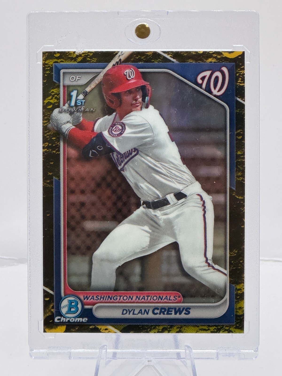 Dylan Crews /75 2024 Bowman Chrome 1st YELLOW LUNAR REFRACTOR Nationals