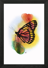 Butterfly at Sunset Framed Wall Art Poster Canvas Print Picture