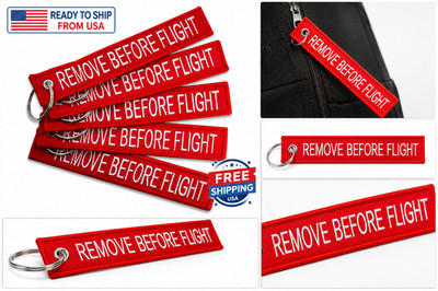 5PCS Aviation Remove Before Flight Keychain   Double Sided Embroidered Jet Tag