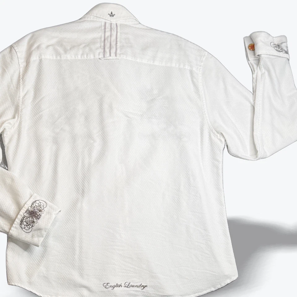 English Laundry Western Dress Shirt White Knight Embroidered Rodeo Button Down - Image 3 of 4