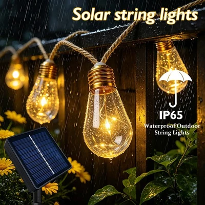 LED Solar Lichterkette 3/8M Außen Lampe Garten Glühbirnen Beleuchtung Balkon - Bild 1 von 4