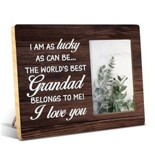 Grandpa Gifts From Grandson Granddaughter, Rustic Best Grandad Wood Picture