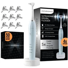 Flosser Kit with Tongue Scraper – Cordless,  50 Replaceable Heads