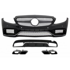 Bodykit f&uuml;r Mercedes C-Klasse W205 S205 Diffusor C63 Design Sto&szlig;stange Endrohre