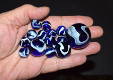 Beautiful Lot of 15 VACOR cobalt translucent base swirl marbles mix sizes
