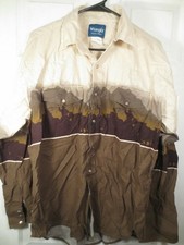 Vintage WRANGLER Western Cowboy Pearl Snap Button Horse Print L/S Shirt Size L