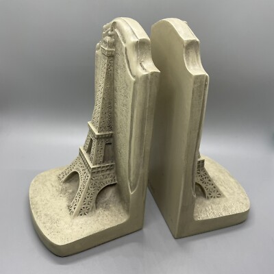 Eiffel Tower Bookends Set of 2 TMS 2002 Tan 7  Tall Weigh 3 lbs Each VTG Style