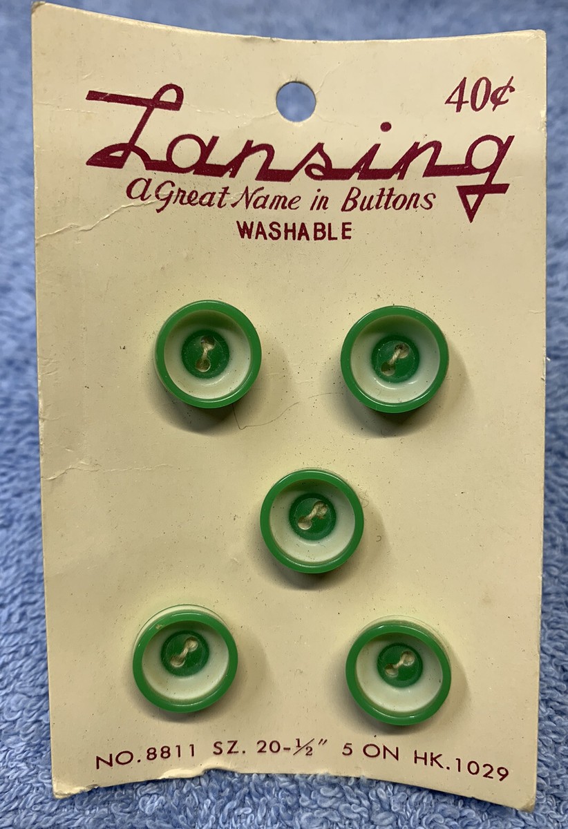 Vintage Lansing Two Holes Cup Buttons New Old Stock #8811 Green