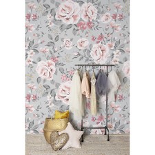 Non-Woven wallpaper traditional Vintage floral Rose Nursery Baby girl Kids Mural