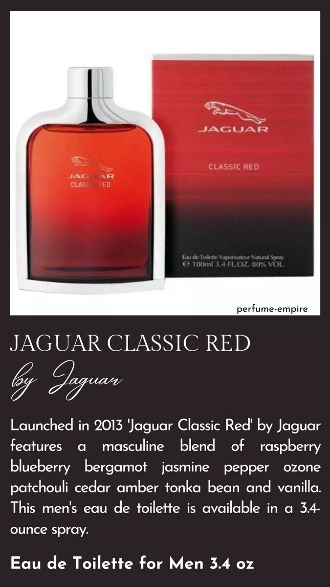 Jaguar Classic Red Eau De Toilette Spray (Tester) By Jaguar - 3.4 oz Jaguar Classic Red Eau De Toilette Spray (Tester) By Jaguar - 3.4 oz