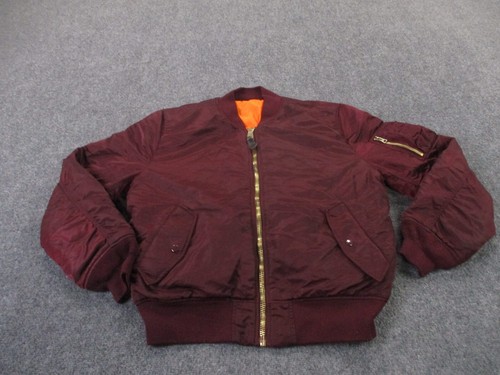 Alpha Industries Jacket Mens XL MA 1 Flight Bomber Maroon Military Intermediate