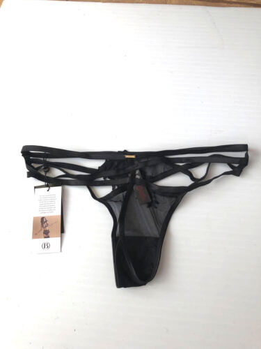 Bluebella Sienna Thong String Black Strappy Mesh Lace Knickers S,L,XL NWT - Picture 2 of 4
