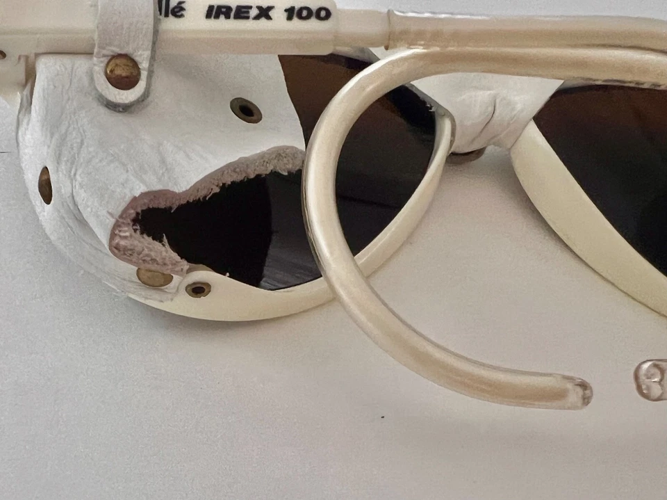 Gafas de sol vintage Bolle irex 100 cuero blanco vintage Francia, esquí glaciar Foto 3 de 4