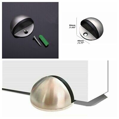 2Pcs Stainless Steel Door Stop Floor Mounted Door Stopper Chrome Rubber  Stops