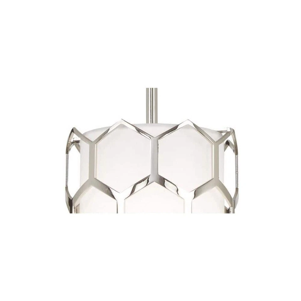 Mini colgante George Kovacs P1891-613 níquel pulido claro con tono de lino blanco Foto 3 de 4