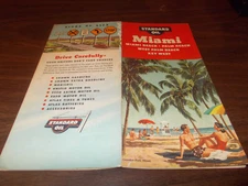 1954 Standard Oil Miami Vintage Road Map / Nice Cover Art !!