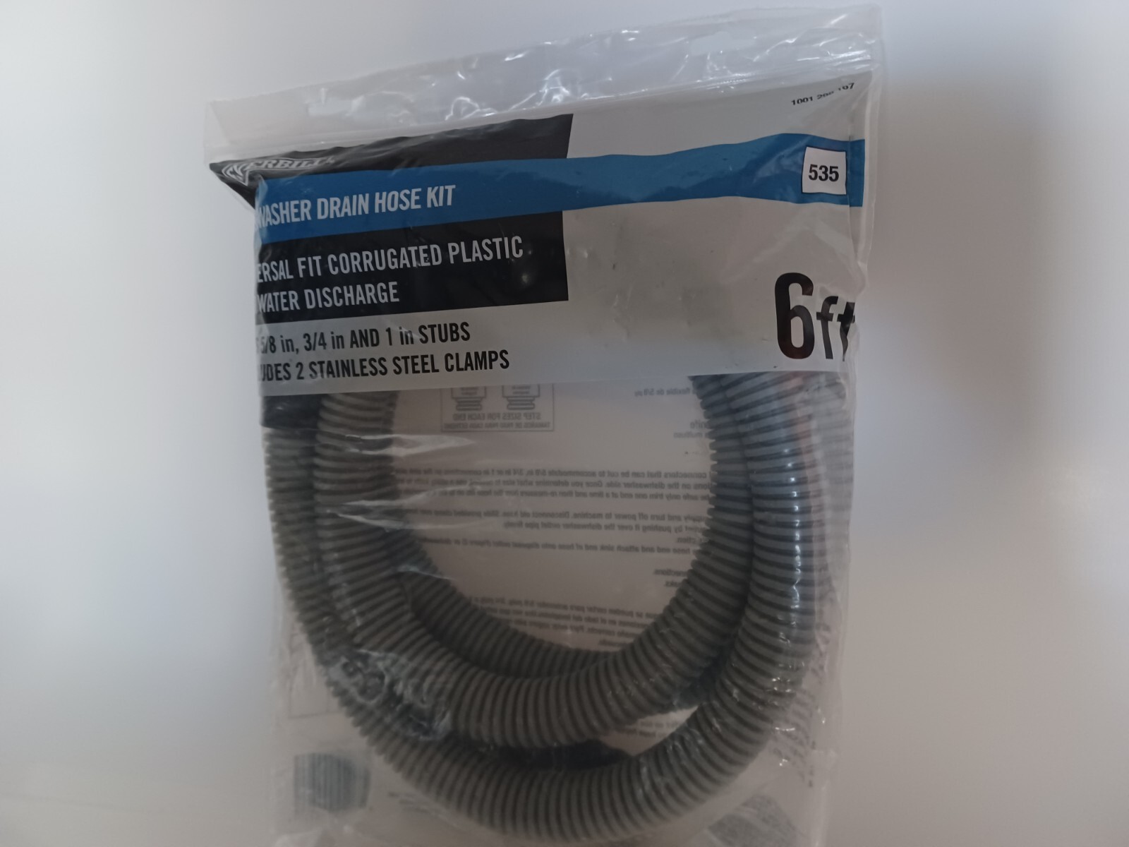 EVERBILT 6 ft UNIVERSAL CORRUGATED DISHWASHER DRAIN HOSE With Clamps 535 eBay