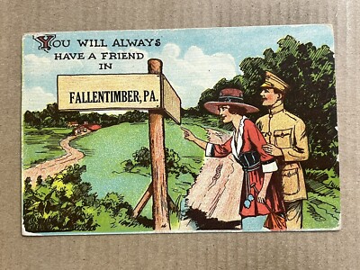Postcard Fallentimber PA Pennsylvania Greetings WWI Soldier Cambria County 1919