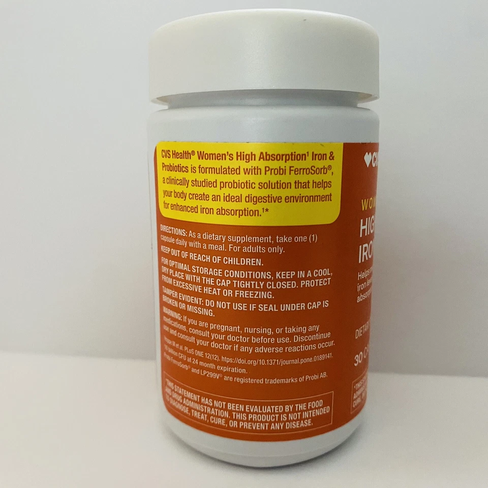 Hierro y probióticos de alta absorción para mujer 10 mil millones de UFC 30 cápsulas caduca 5/2025 Foto 3 de 4