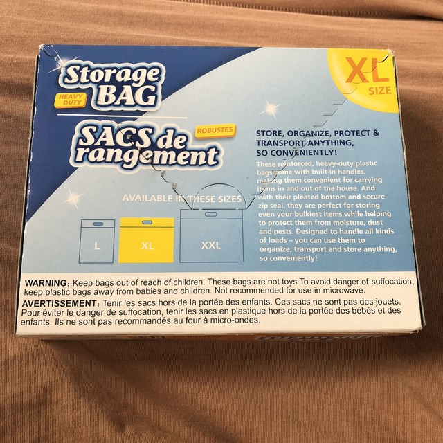 6 Essentials Heavy Duty Storage Bags 3 Large 2 XL 1 XXL Handle Zip