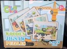Wooden Jigsaw Puzzles for Kids Ages 3 , 4 Packs 24 PCS Construction Vehicles