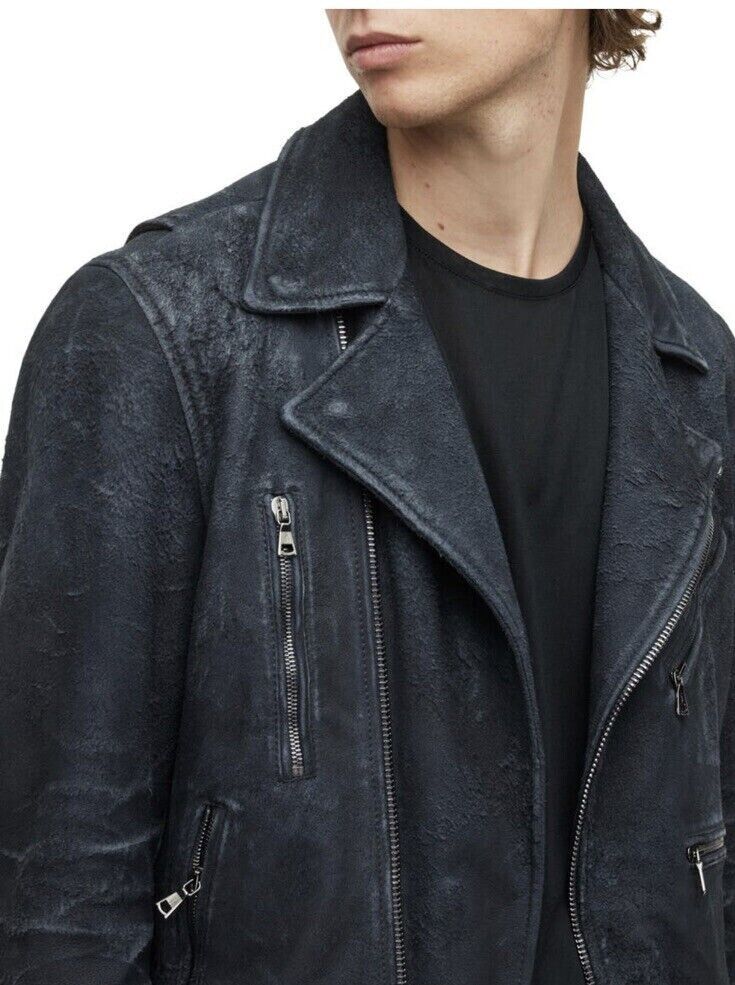 JOHN VARVATOS MEN'S LEATHER SUEDE SHEEPSKIN BIKER JACKET JOHN VARVATOS MEN'S LEATHER SUEDE SHEEPSKIN BIKER JACKET