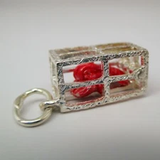 Sterling Silver LOBSTER TRAP Charm for Bracelet ENAMEL Necklace Pendant MAINE