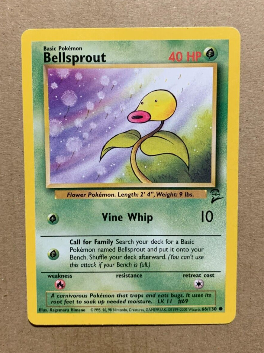 Bellsprout 66/130 Base Set 2 - Common Pokemon Card - LP